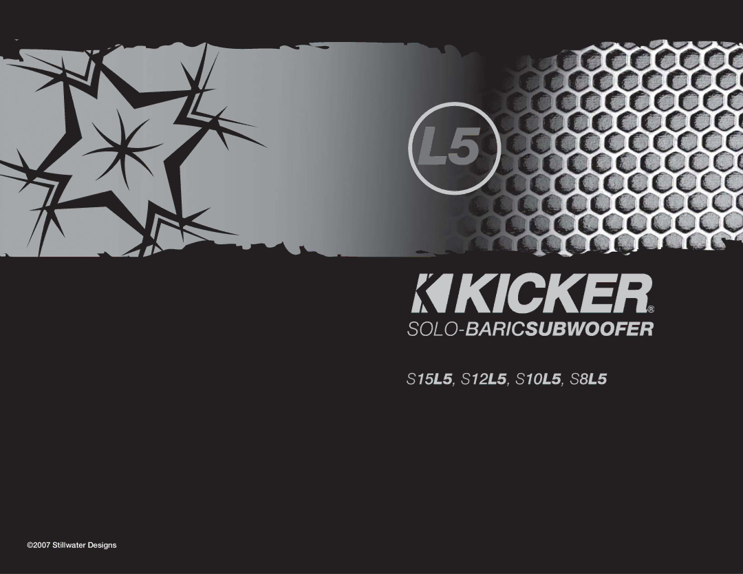 Kicker S8L5, S10L5, S12L5, S15L5 manual Solo-Baricsubwoofer 