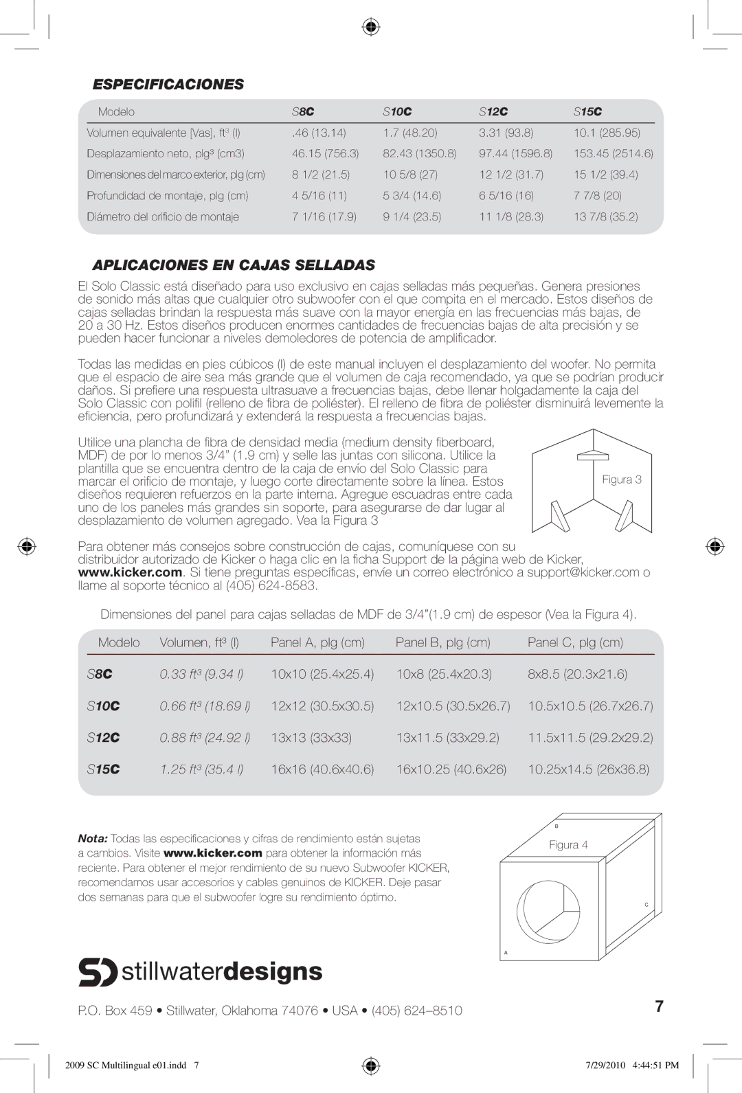 Kicker S15C, S12C, S10C, S8C manuel dutilisation Aplicaciones EN Cajas Selladas, Figura 