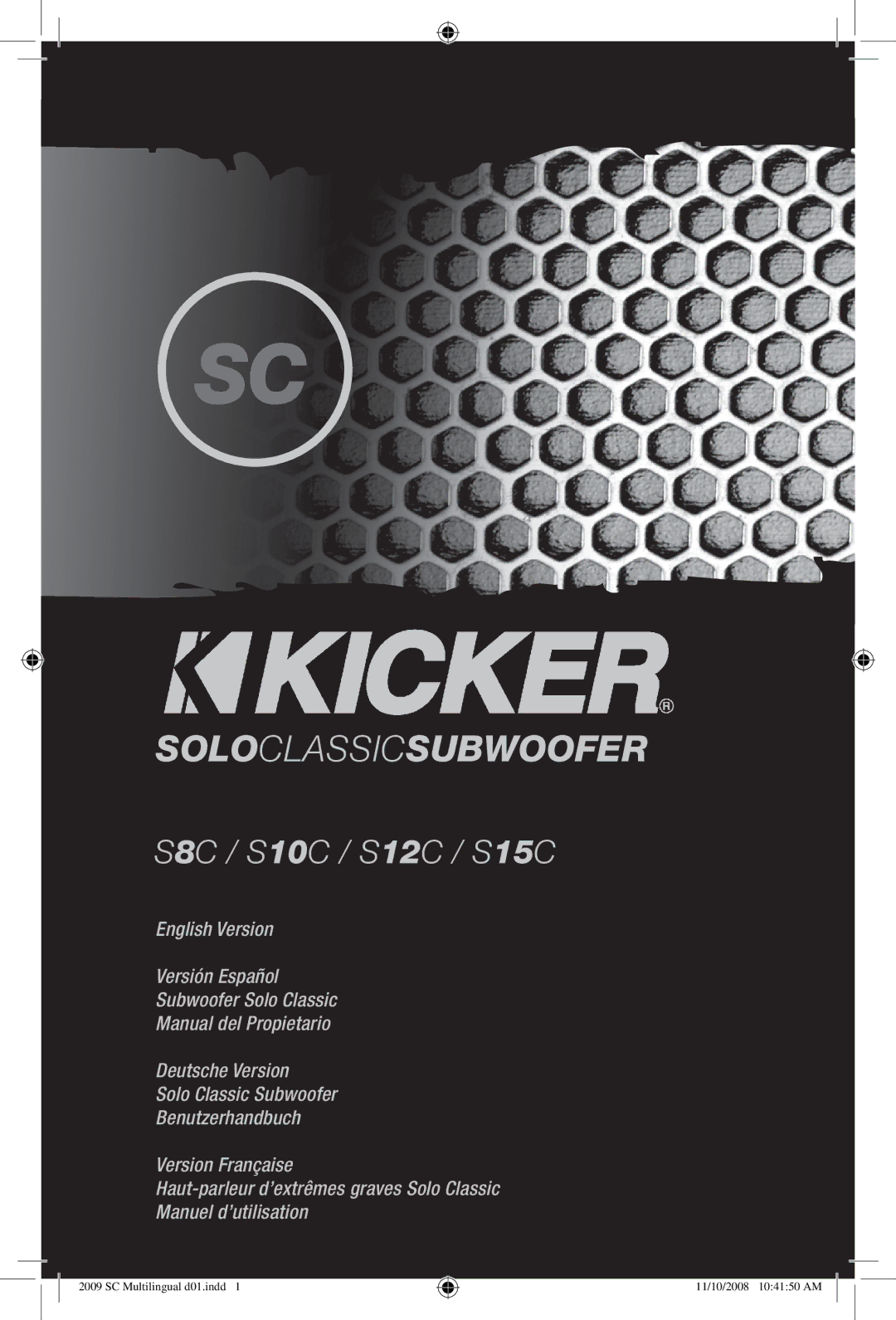 Kicker S10C, S12C, S8C, S15C manuel dutilisation Soloclassicsubwoofer 