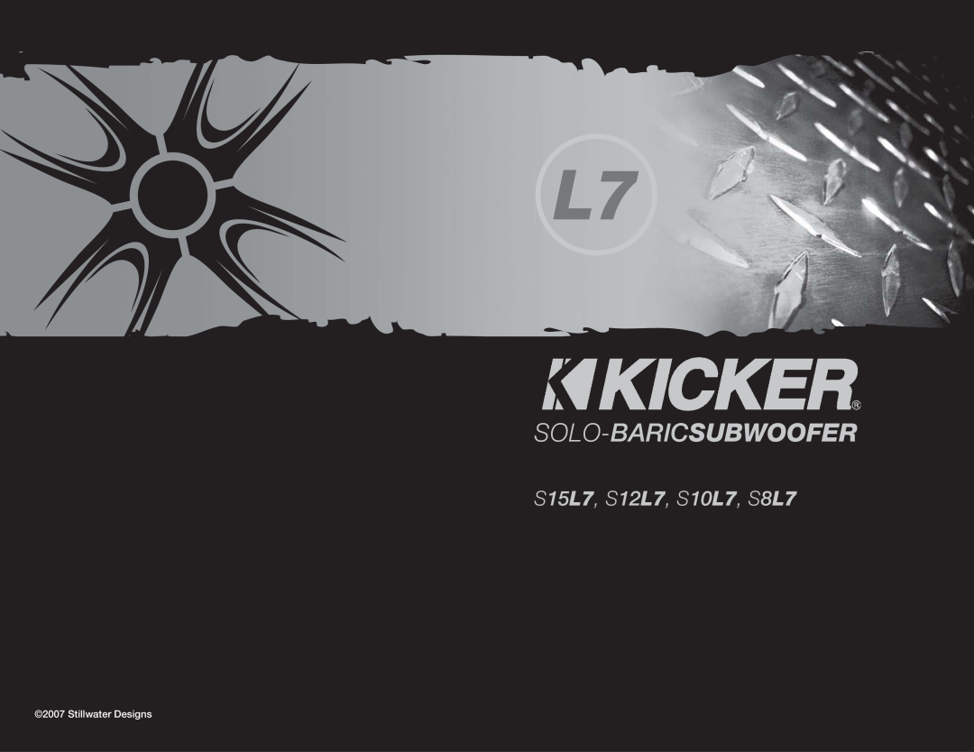 Kicker manual Solo-Baricsubwoofer, S15L7, S12L7, S10L7, S8L7, Stillwater Designs 