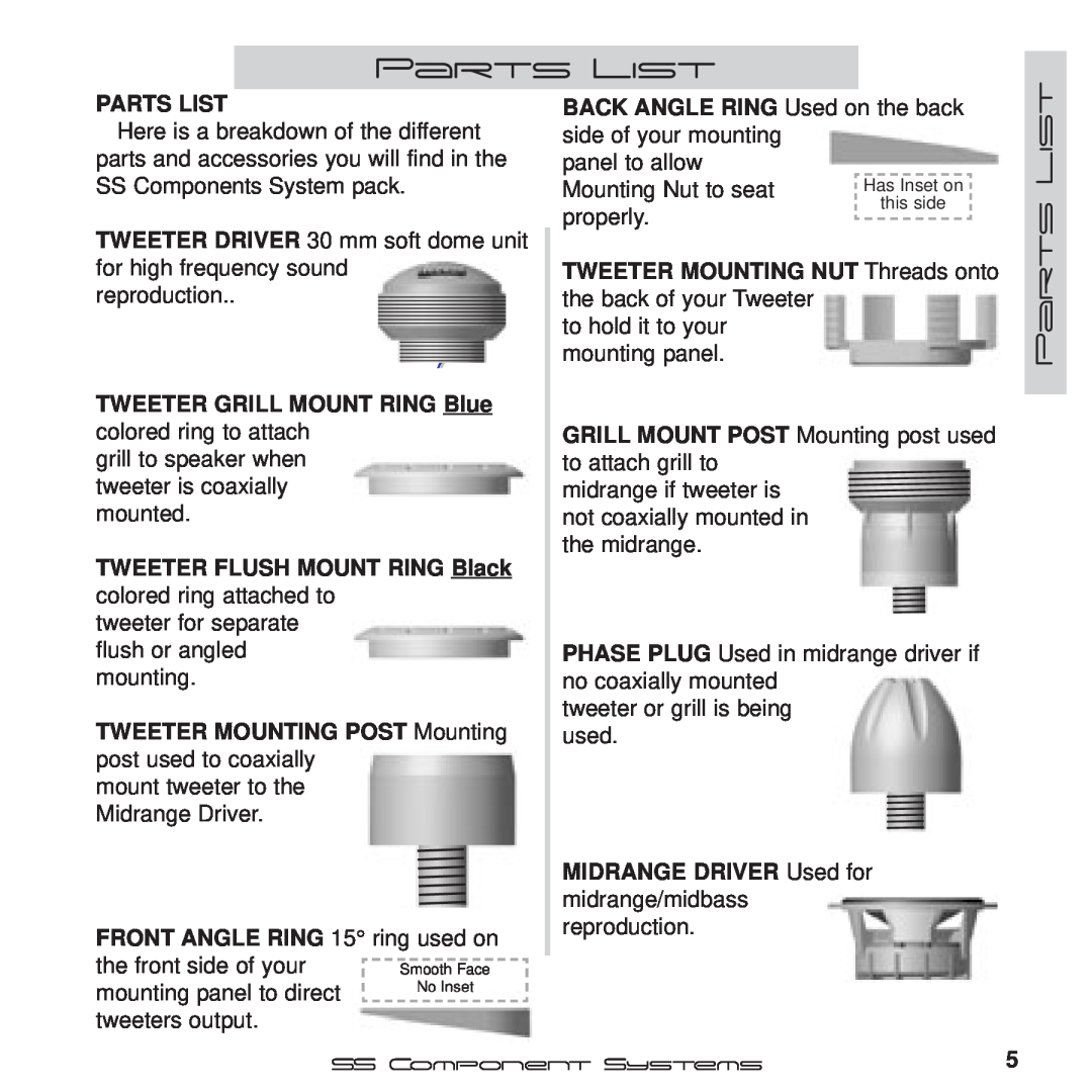 Kicker SS65.2, SS56.2 manual Parts List 