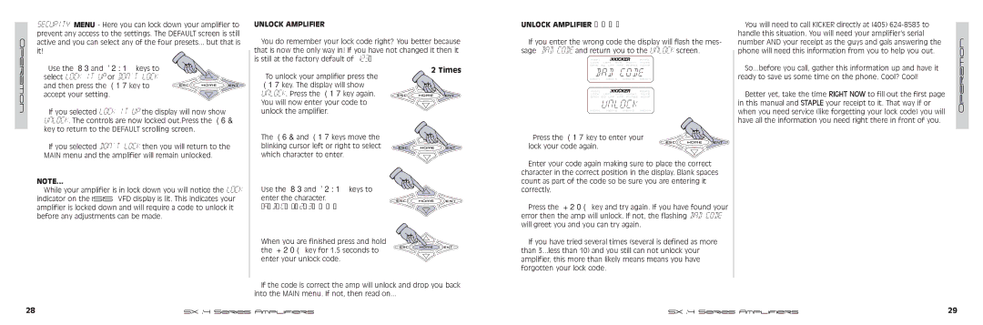 Kicker SX900.4, SX700.4 manual Select Lock IT UP or DON’T Lock, Unlock Amplifier 
