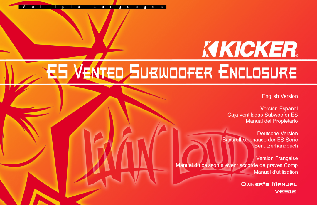 Kicker VES12 manuel dutilisation English Version Versión Español, Caja ventiladas Subwoofer ES, Version Française 