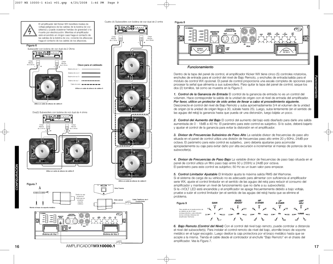 Kicker 07 WX 10000-1 manuel dutilisation Funcionamiento, Ración, Configu 