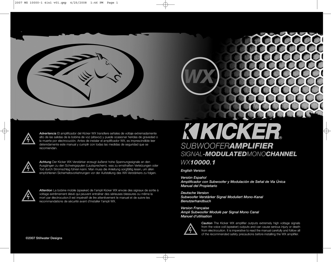 Kicker 07 WX 10000-1 manuel dutilisation Subwooferamplifier, SIGNAL-MODULATEDMONOCHANNEL WX10000.1, Deutsche Version 