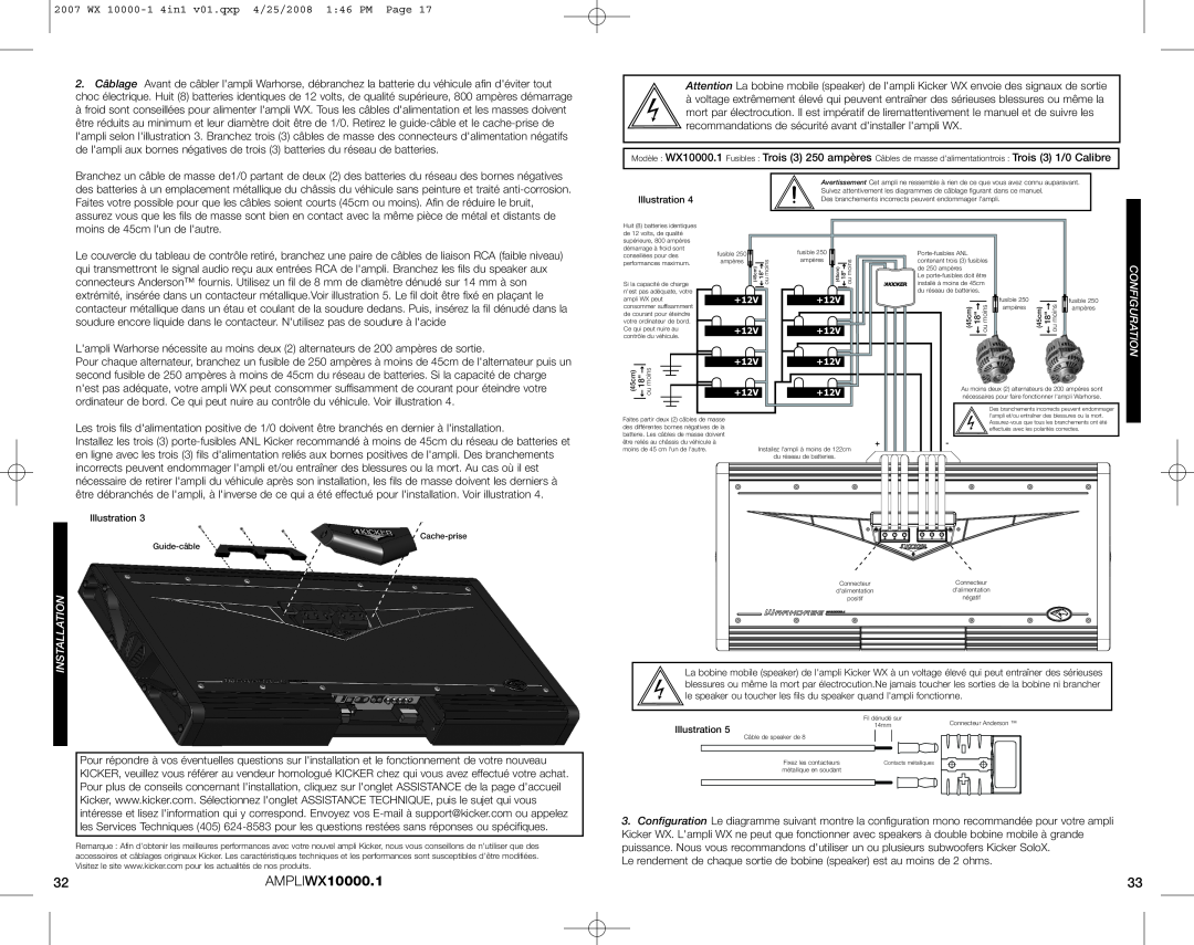 Kicker 07 WX 10000-1 manuel dutilisation AMPLIWX10000.1, Installation, Illustration 