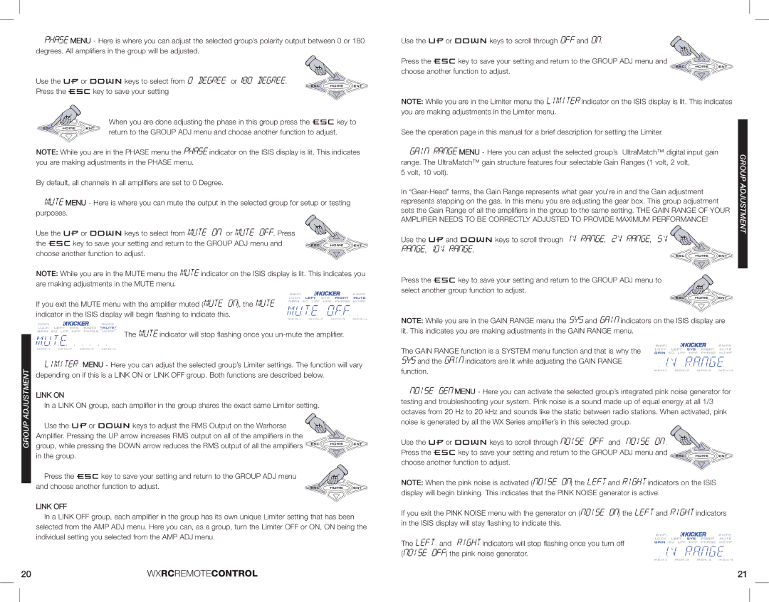 Kicker 08WXRC manual Range, 10v range, Group Adjustment 