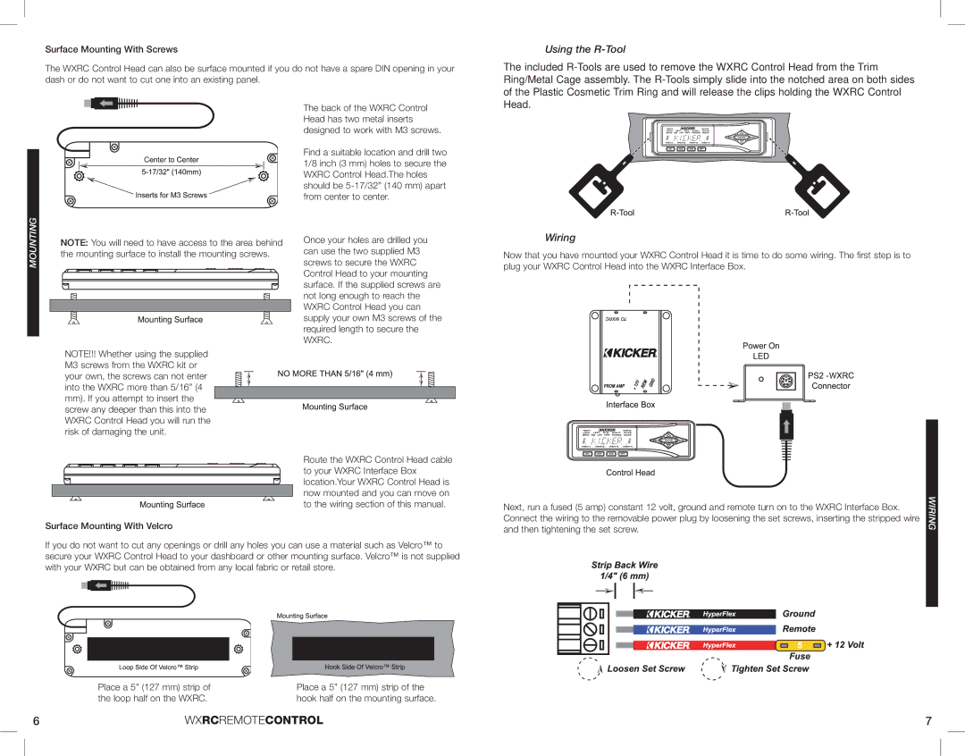 Kicker 08WXRC manual Using the R-Tool, Wiring 