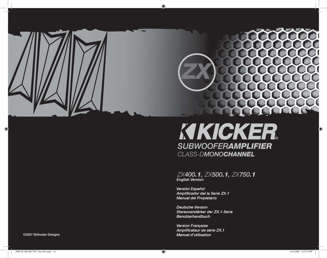 Kicker ZX500.1 manuel dutilisation Subwooferamplifier 