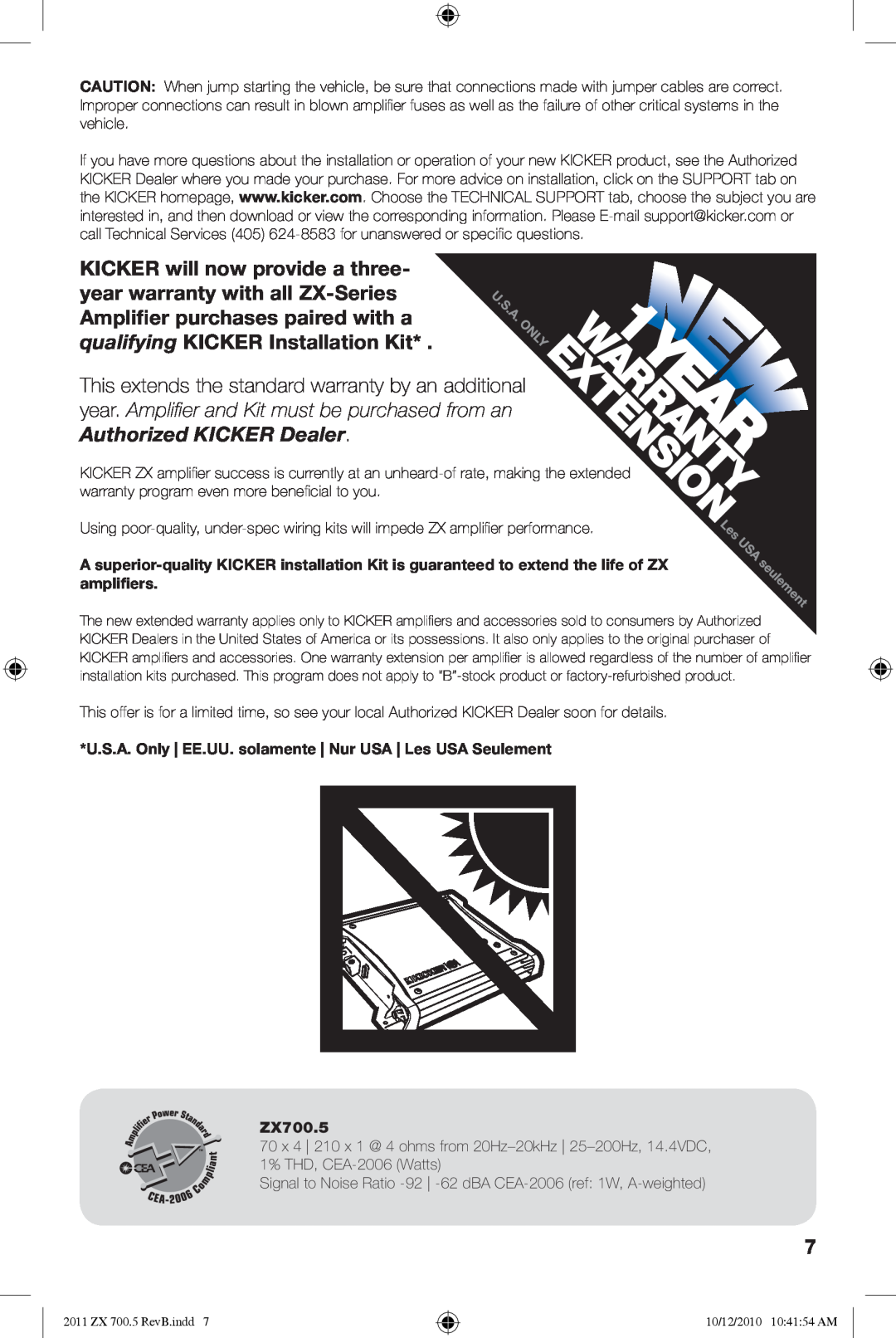 Kicker ZX700.5 manual 