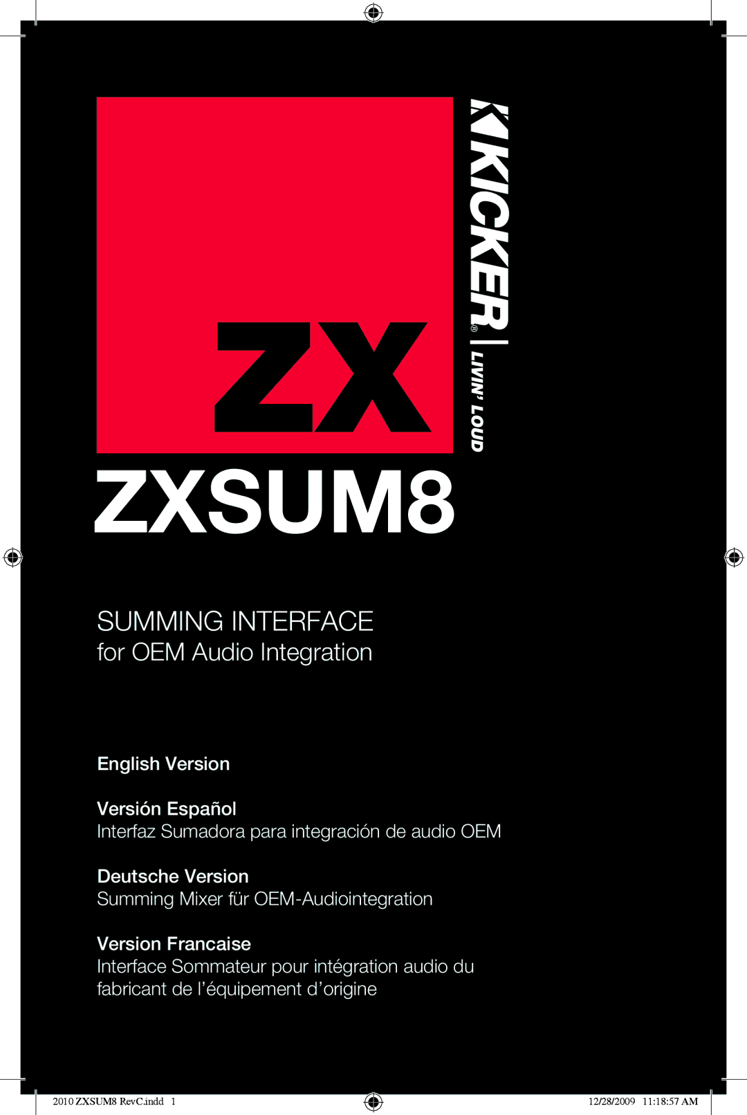 Kicker ZXSUM8 manual 