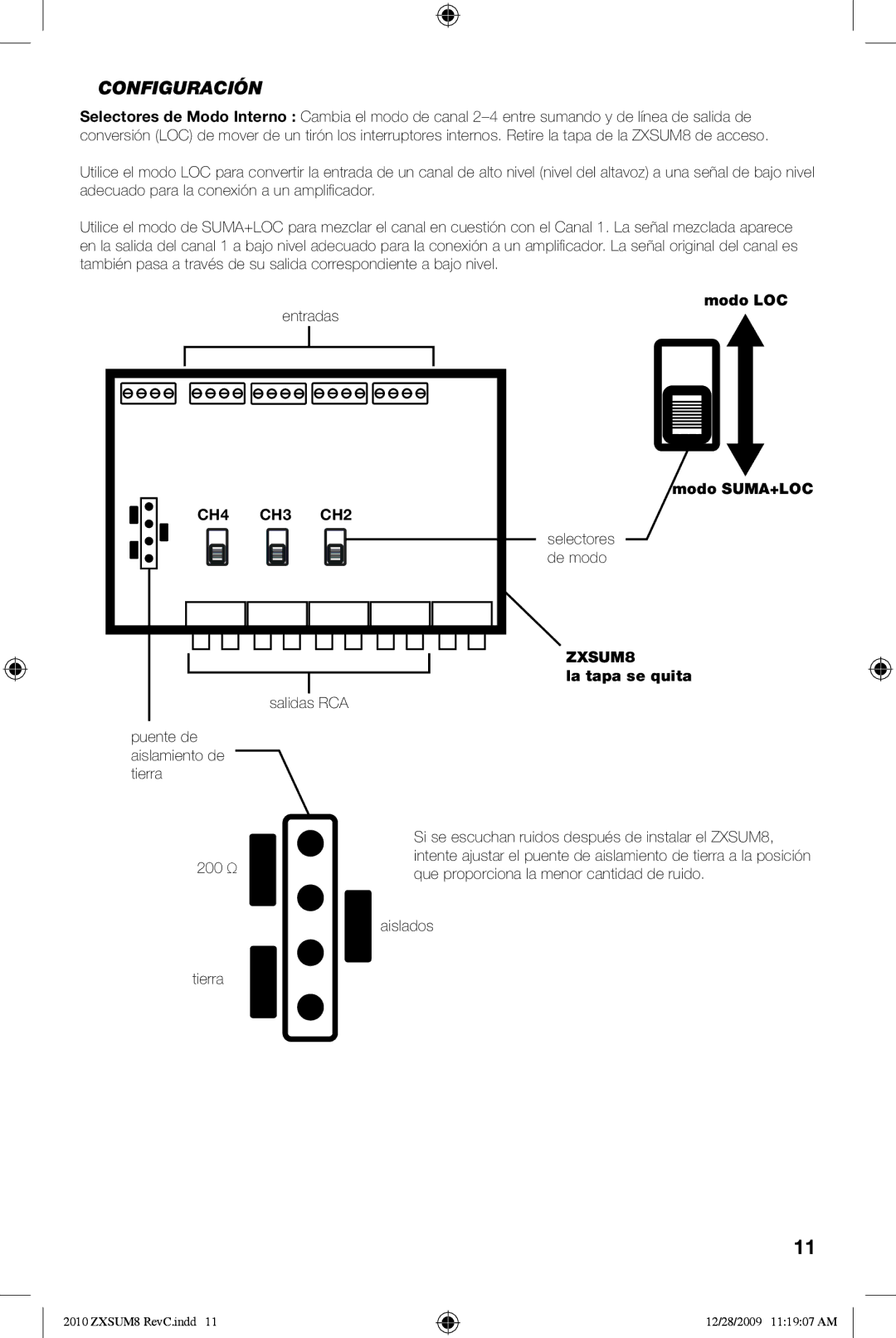 Kicker ZXSUM8 manual Configuración 