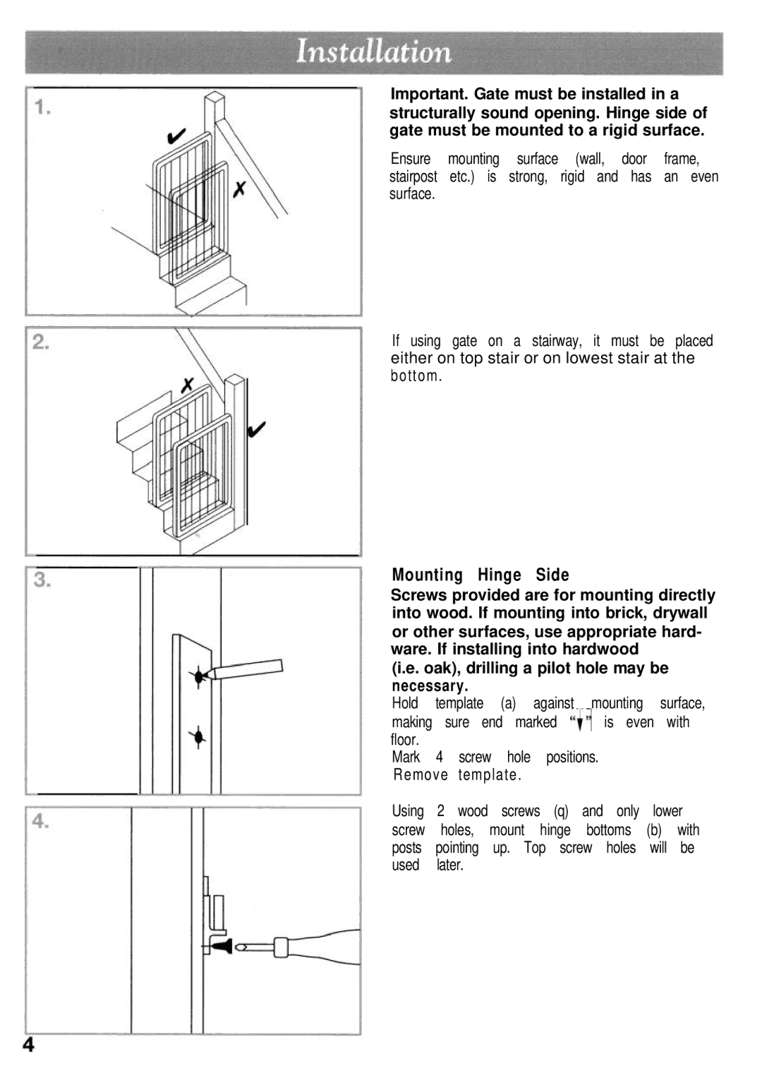 Kidco G20 manual Mounting Hinge Side 