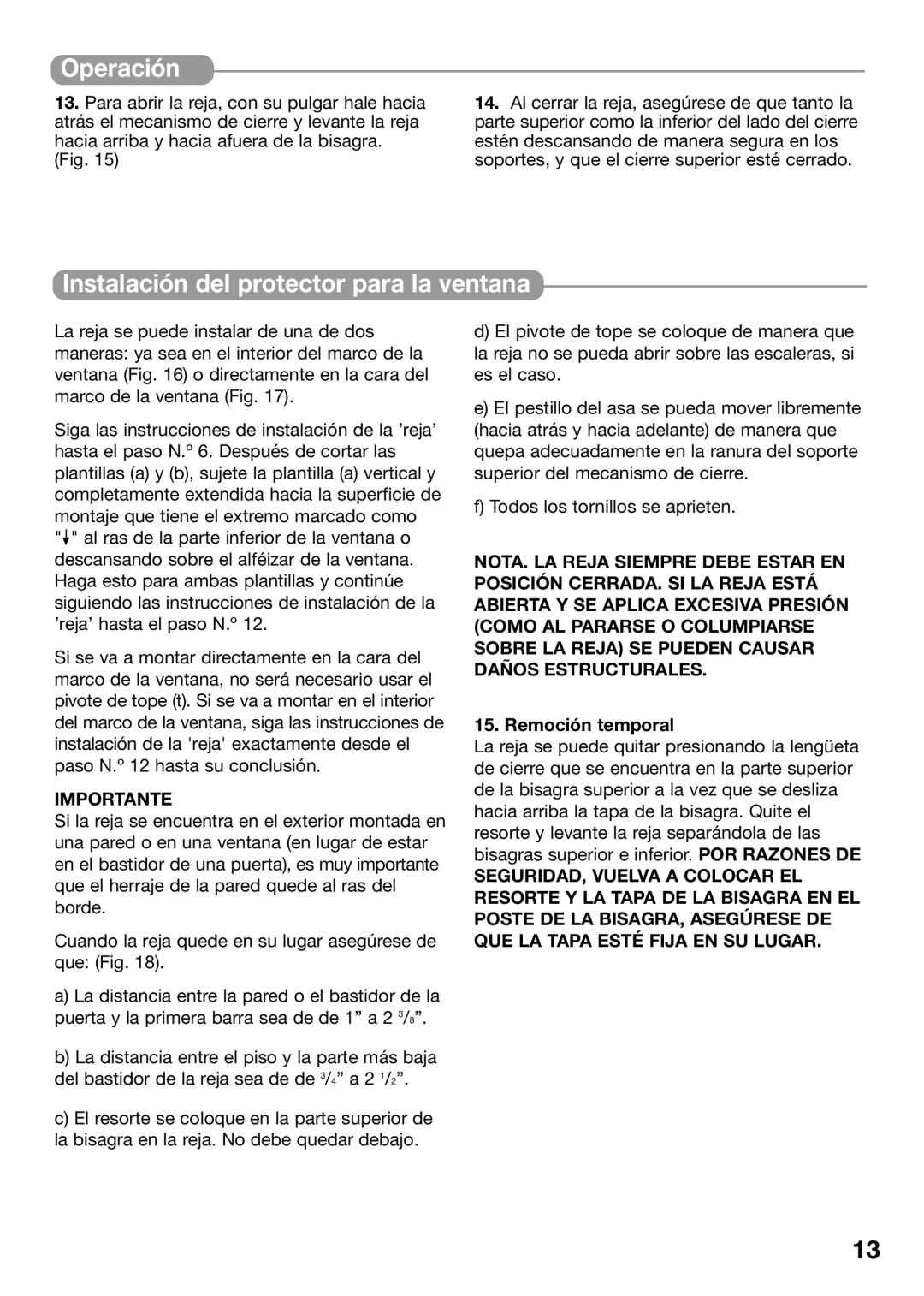 Kidco G22a manual Operación, Instalación del protector para la ventana 