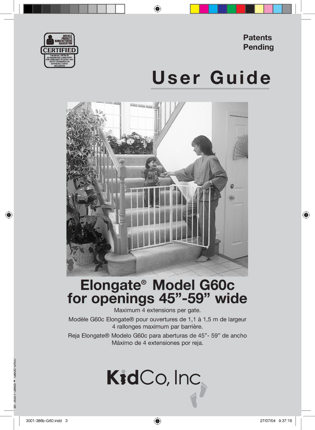 Kidco G60c manual User Guide 