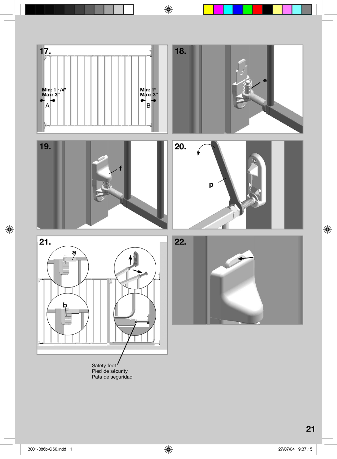 Kidco G60c manual Min 1 1/4 