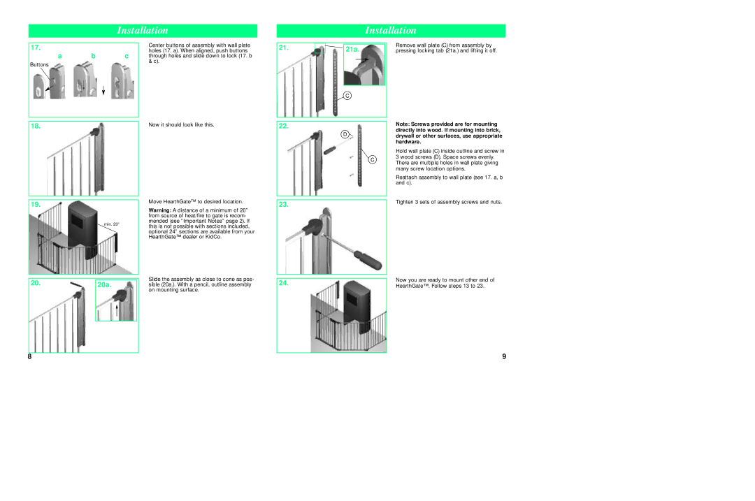 Kidco G70 manual 21a, 20a 