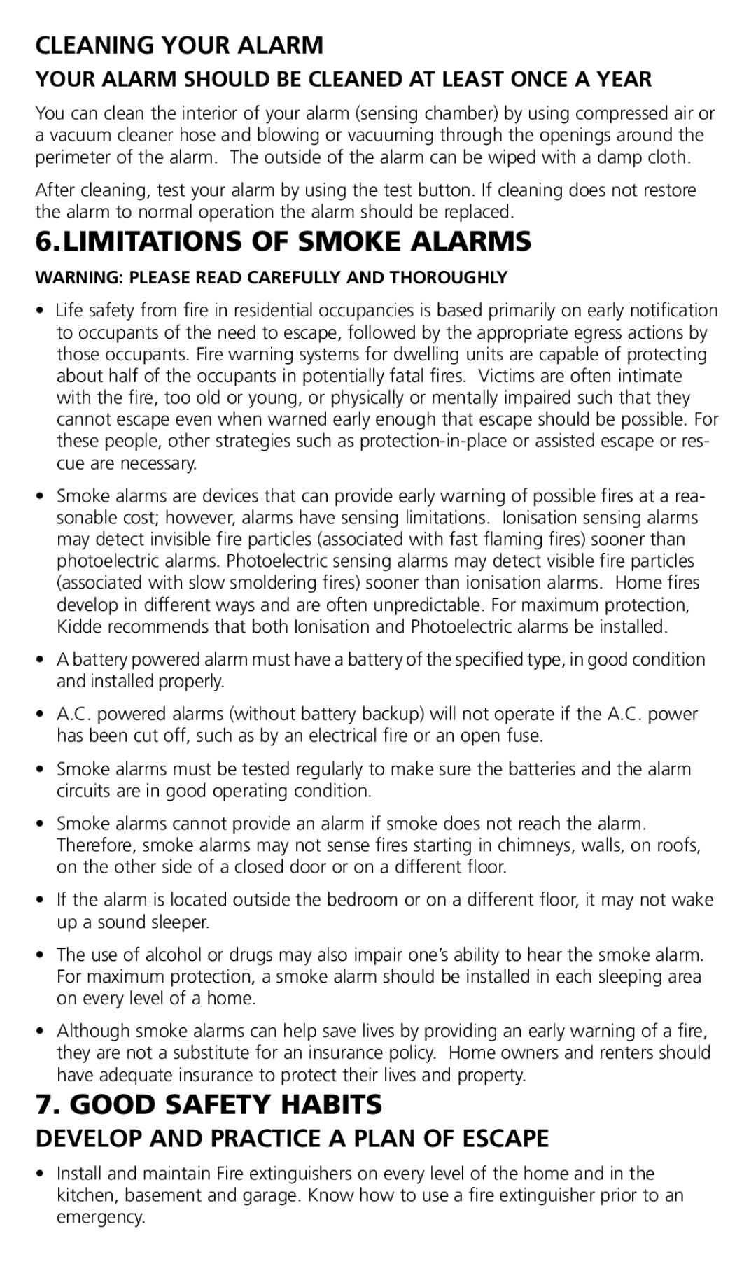 Kidde 0910UK manual Limitations of Smoke Alarms 