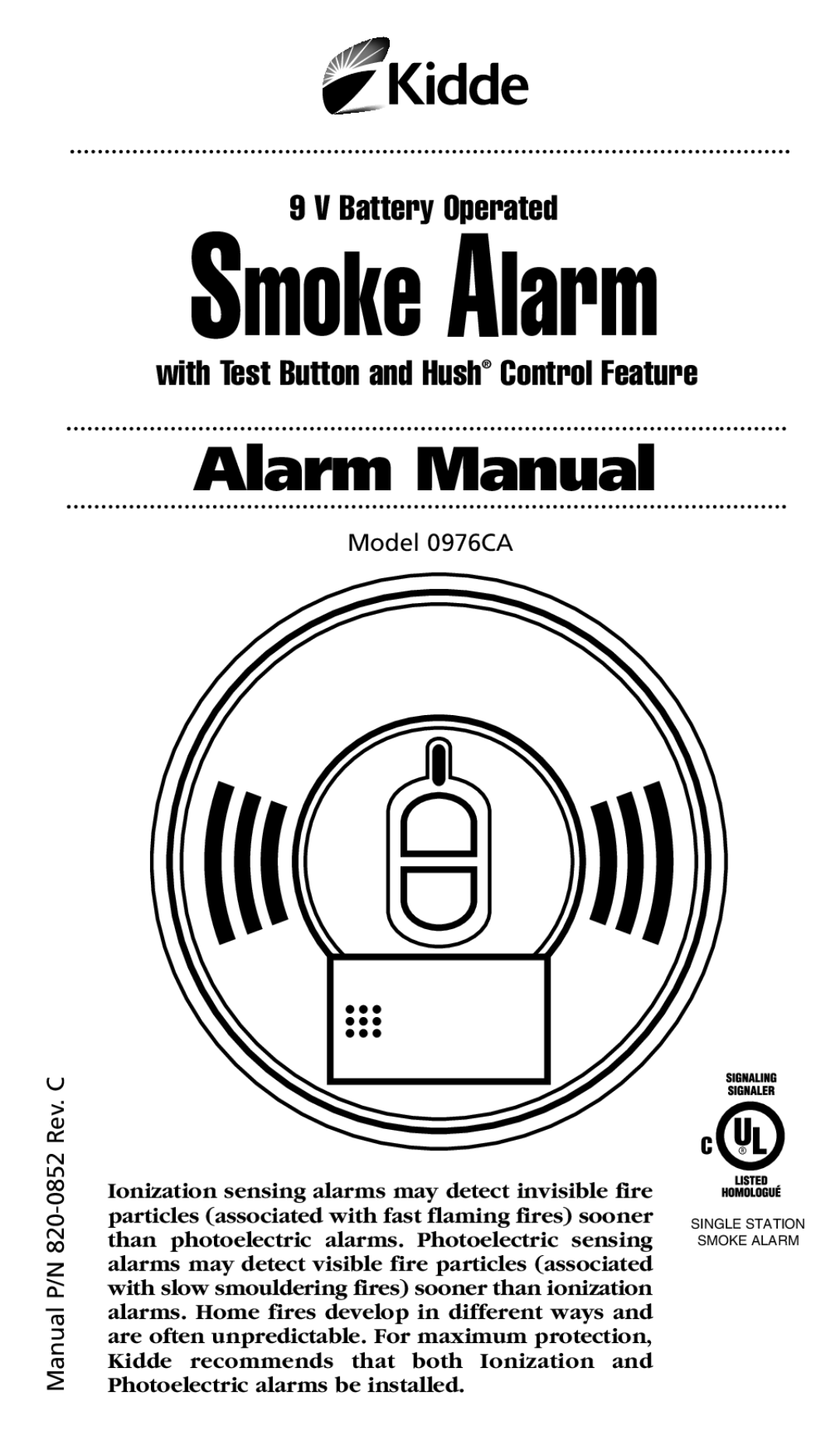 Kidde 0976CA manual Smoke Alarm 