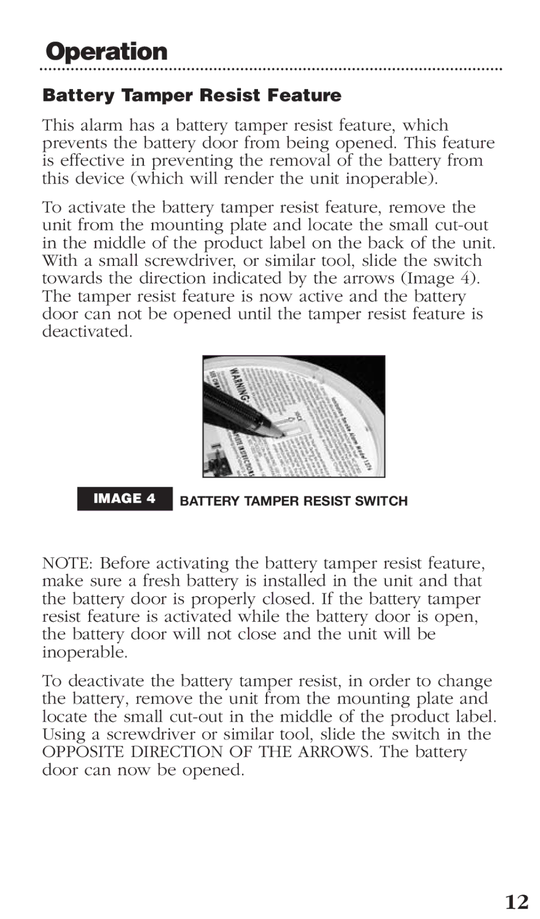 Kidde 0976CA manual Battery Tamper Resist Feature 