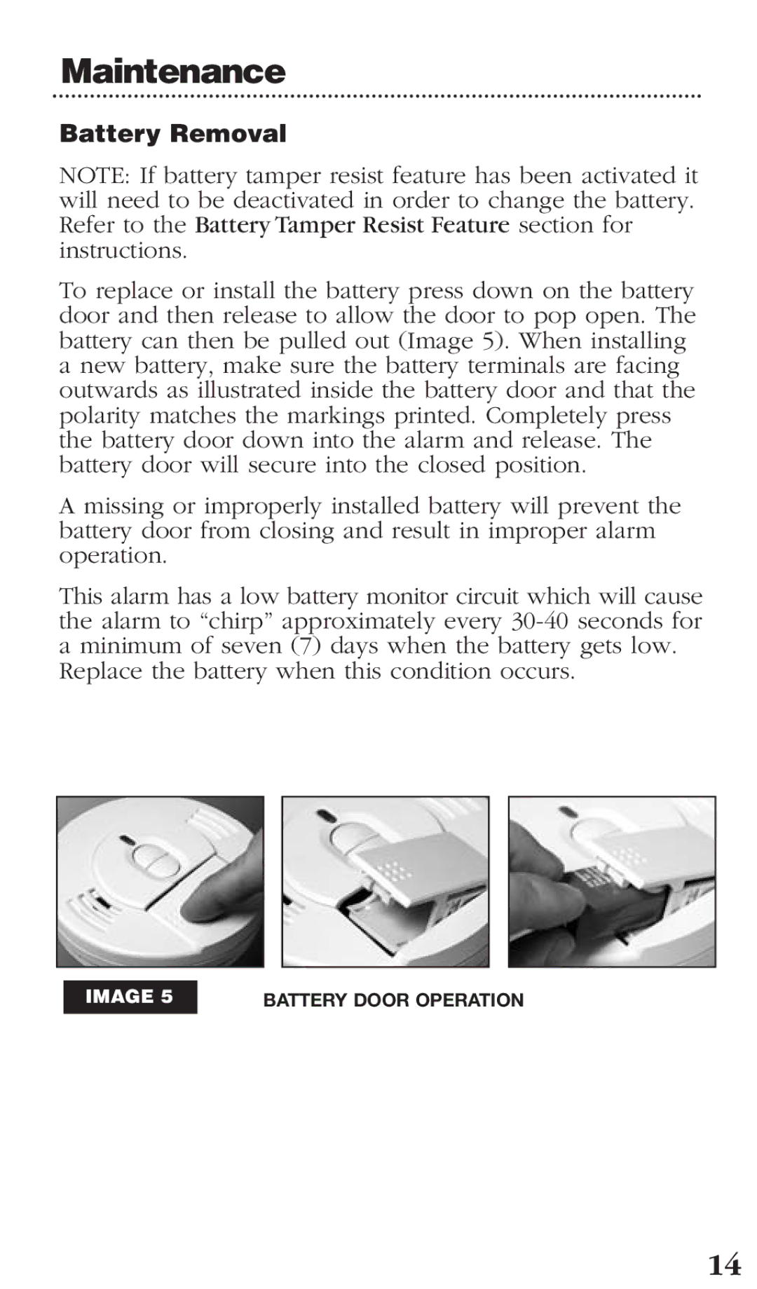 Kidde 0976CA manual Battery Removal 