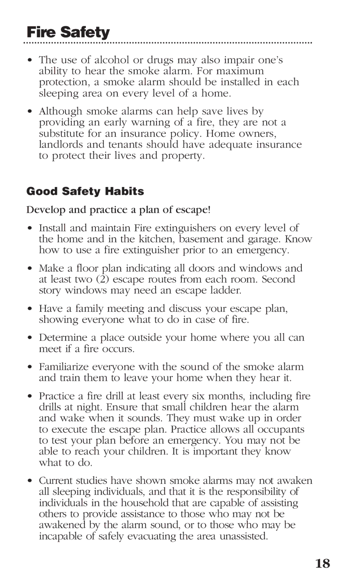 Kidde 0976CA manual Good Safety Habits 