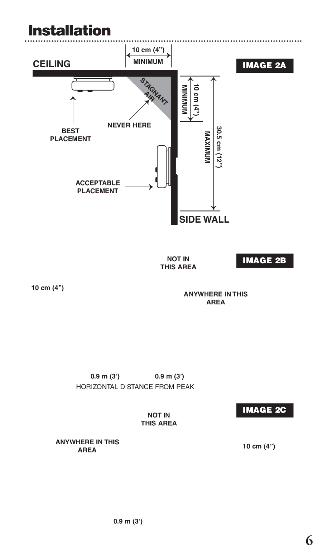 Kidde 0976CA manual Ceilingminimum 