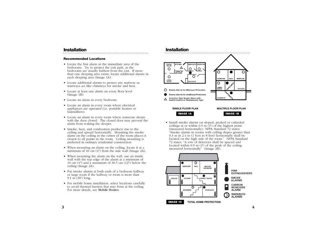 Kidde 1276CA manual Recommended Locations 