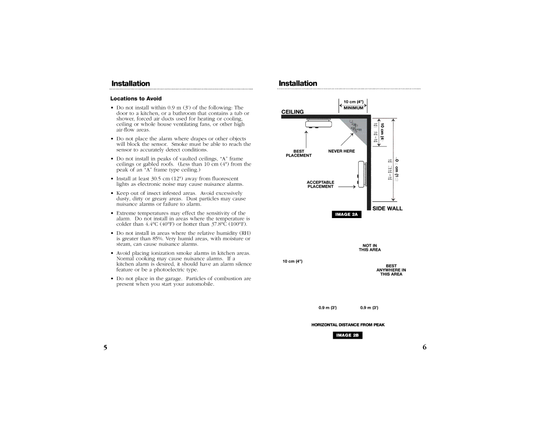 Kidde 1276CA manual Locations to Avoid, Side Wall 