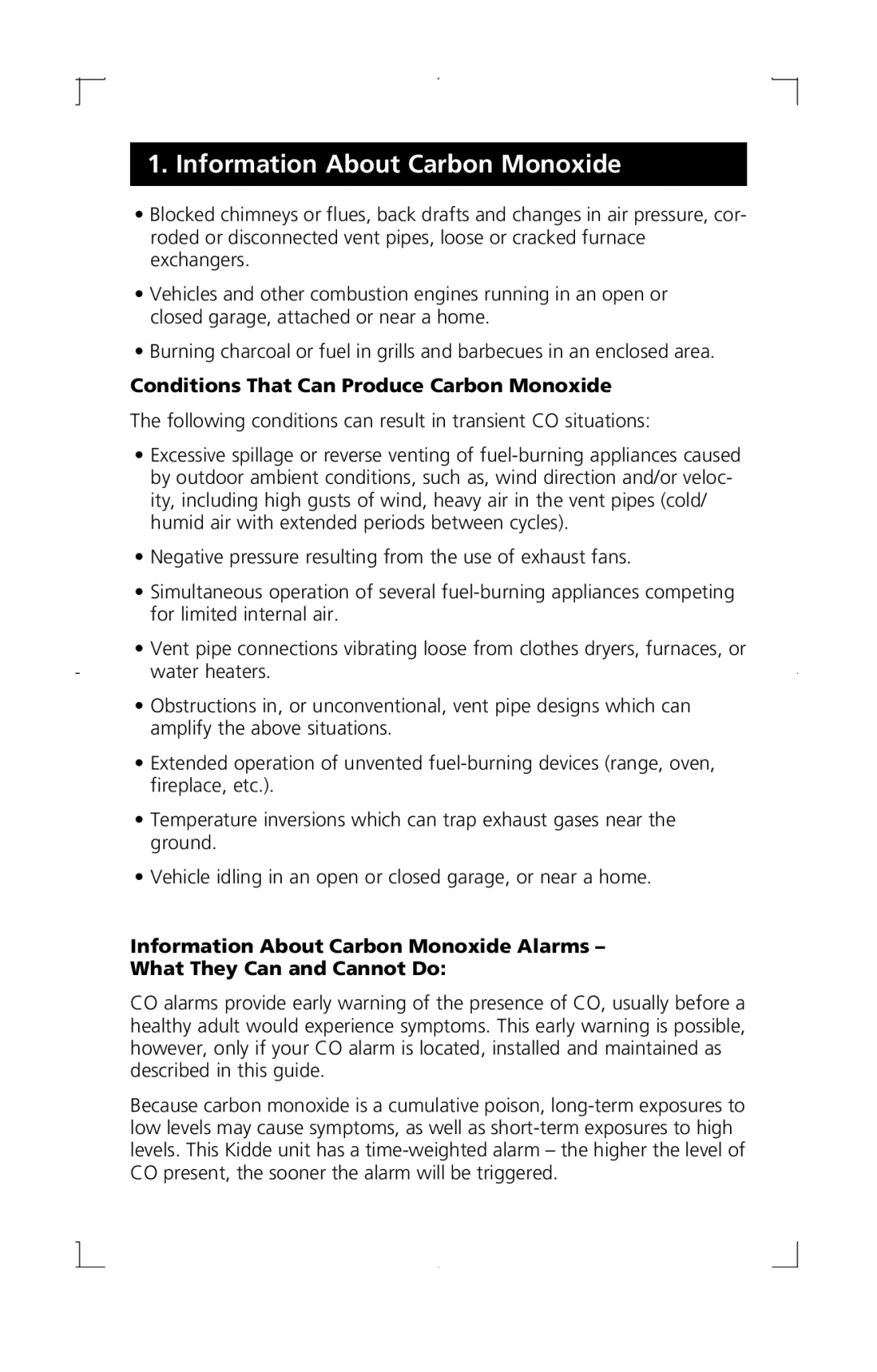 Kidde C3010-D manual Conditions That Can Produce Carbon Monoxide 