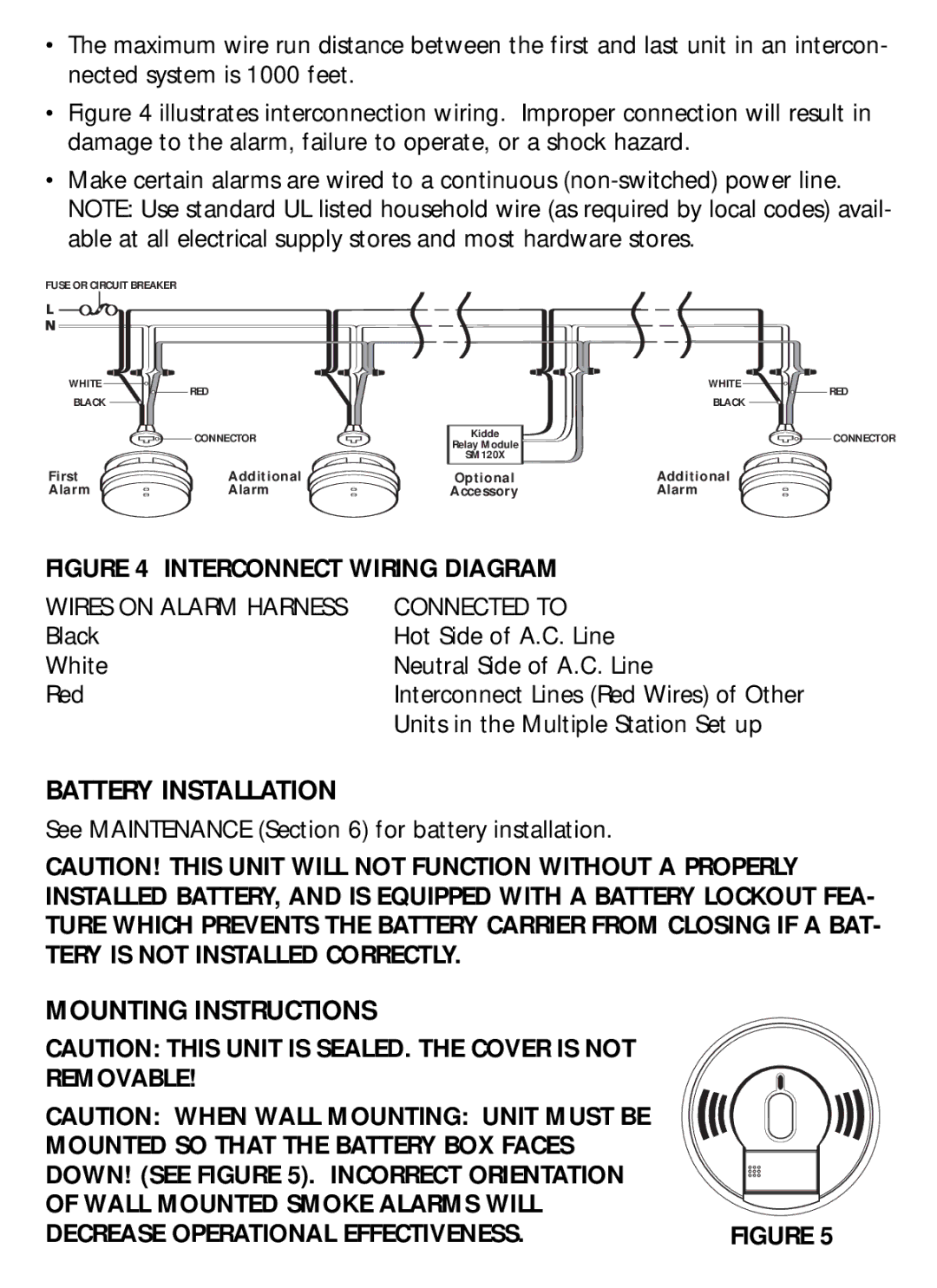 Kidde i12060 manual Battery Installation, Mounting Instructions 