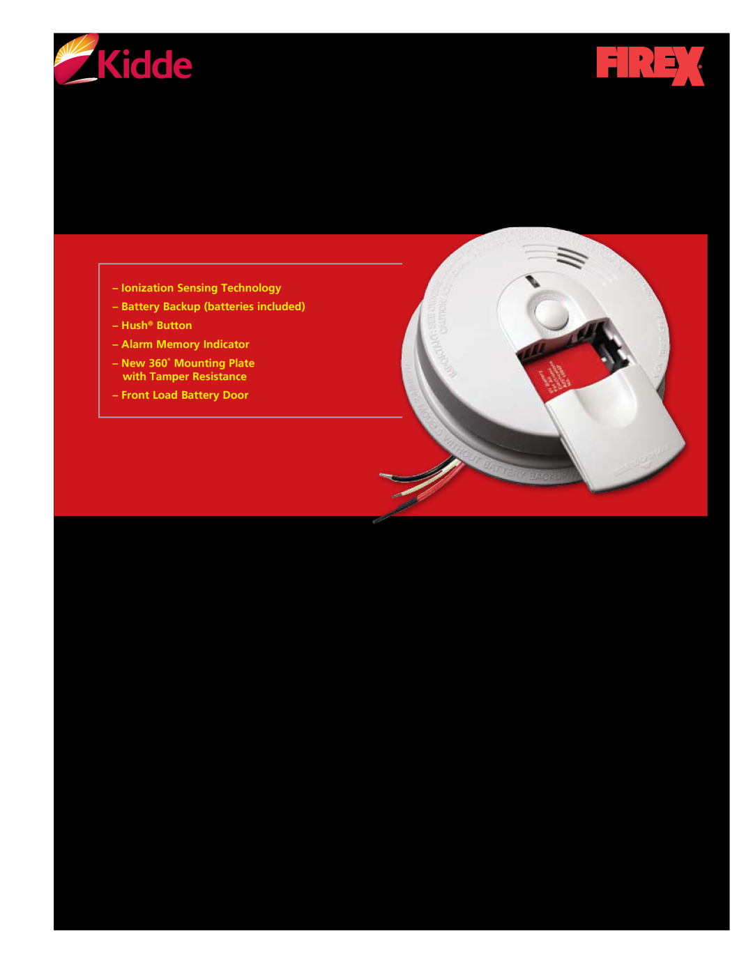 Kidde I4618 warranty Model, Description, Install Confidence, 120V AC Wire-In Smoke Alarm, Slide Load Front Battery Door 