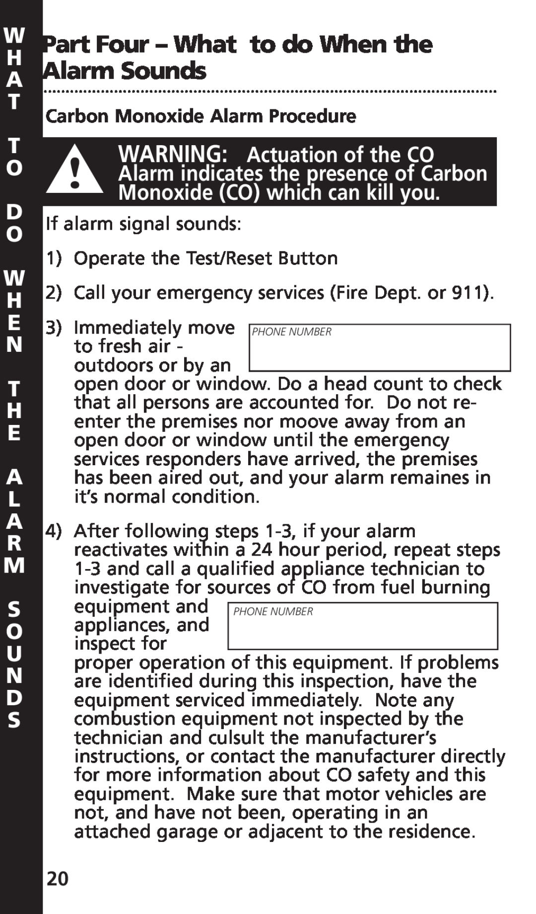 Kidde KN-COB-DP-H, KN-COB-LCB-A manual WPart Four - What to do When the AH Alarm Sounds, WARNING Actuation of the CO 