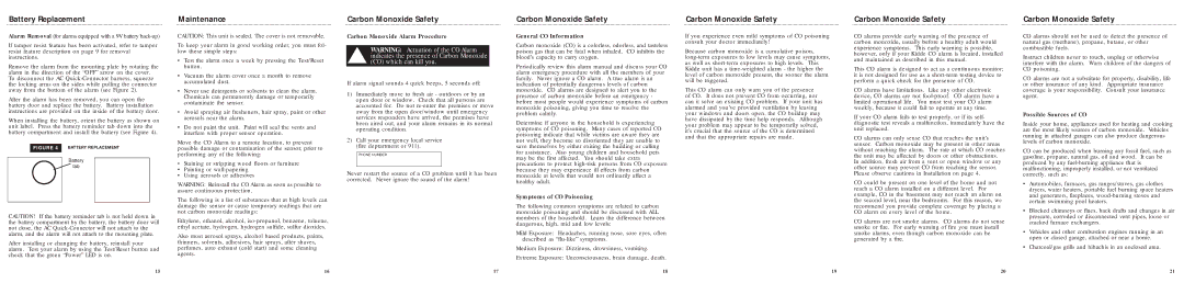 Kidde KN-COB-IC-CA, KN-COB-ICB-CA specifications Maintenance, Carbon Monoxide Safety 