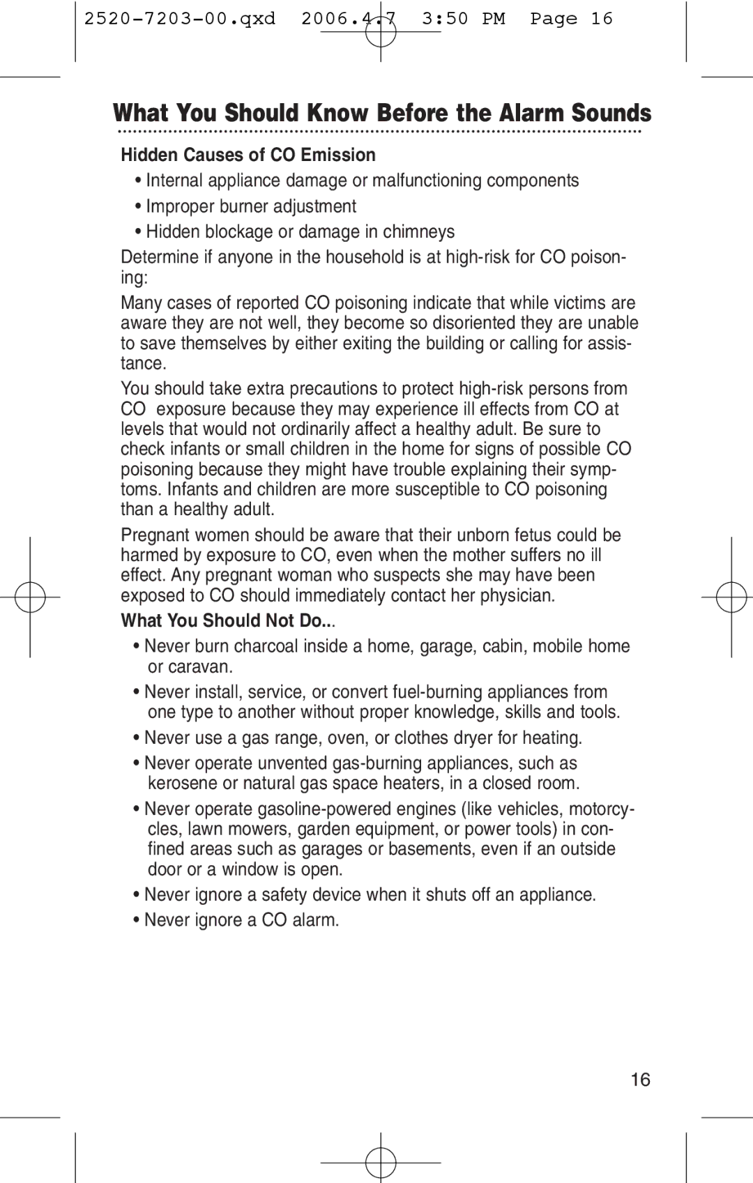 Kidde KN-COPD-3-UK manual Hidden Causes of CO Emission, What You Should Not Do 