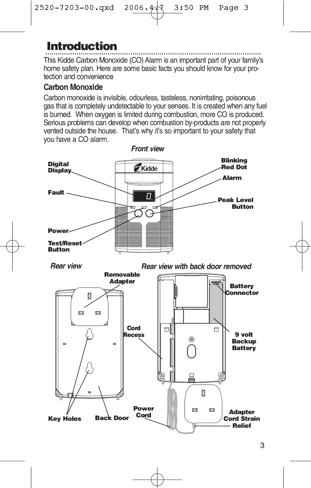 Kidde KN-COPD-3-UK manual Introduction, Carbon Monoxide 