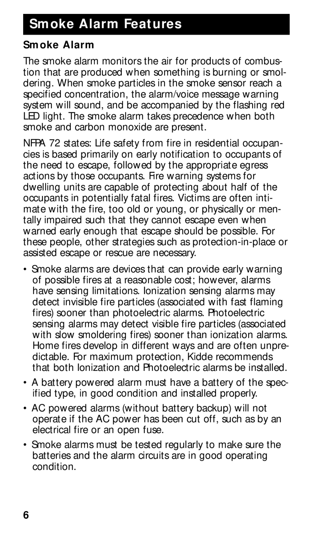 Kidde KN-COPE-I manual Smoke Alarm Features 