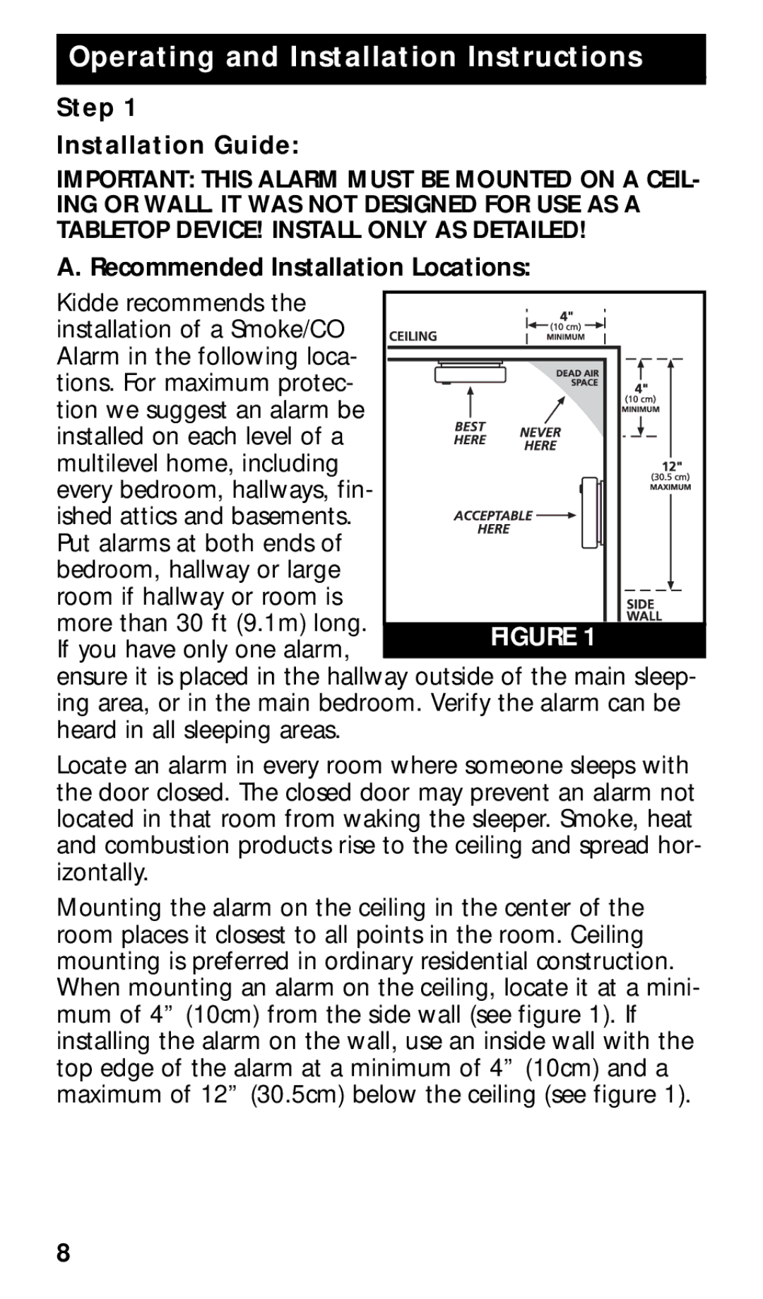 Kidde KN-COPE-I manual Step Installation Guide, Recommended Installation Locations 