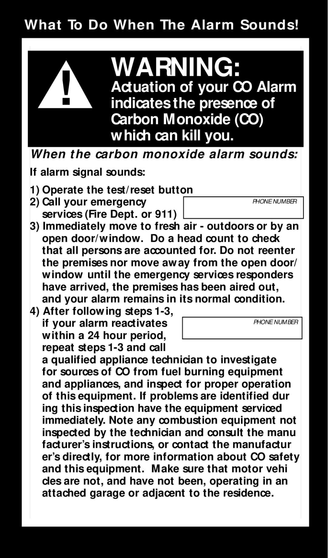 Kidde KN-COPE-I manual What To Do When The Alarm Sounds Actuation of your CO Alarm, After following steps 