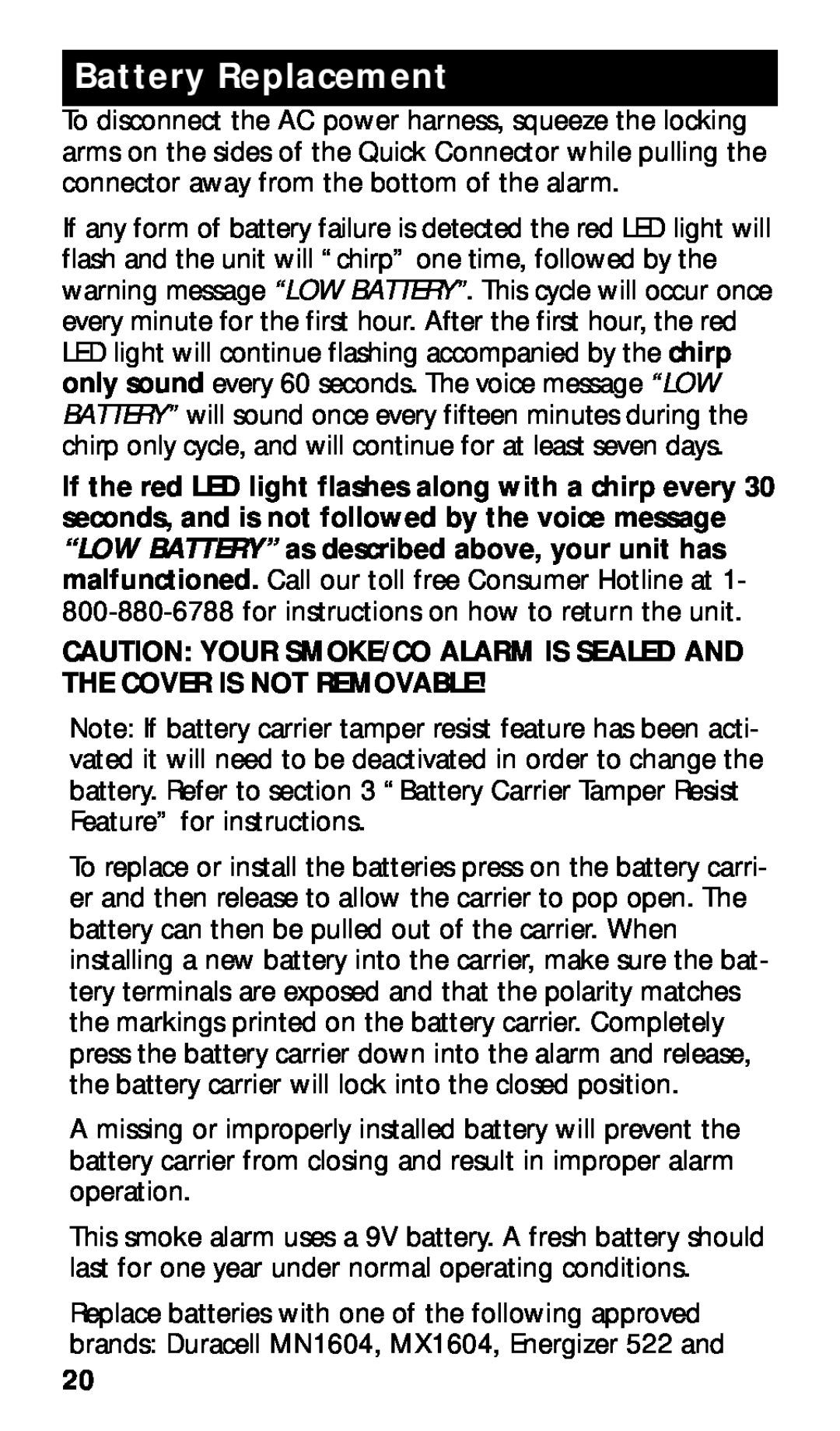 Kidde KN-COPE-I manual Battery Replacement 