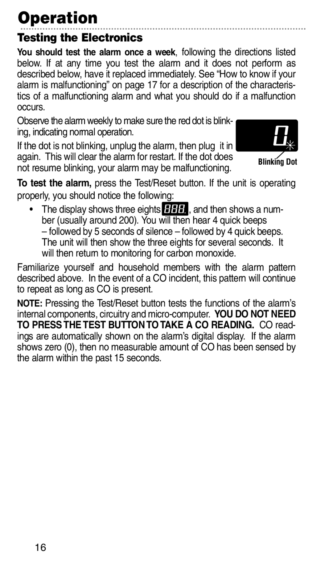 Kidde KN-COPP-3-RC manual Testing the Electronics 