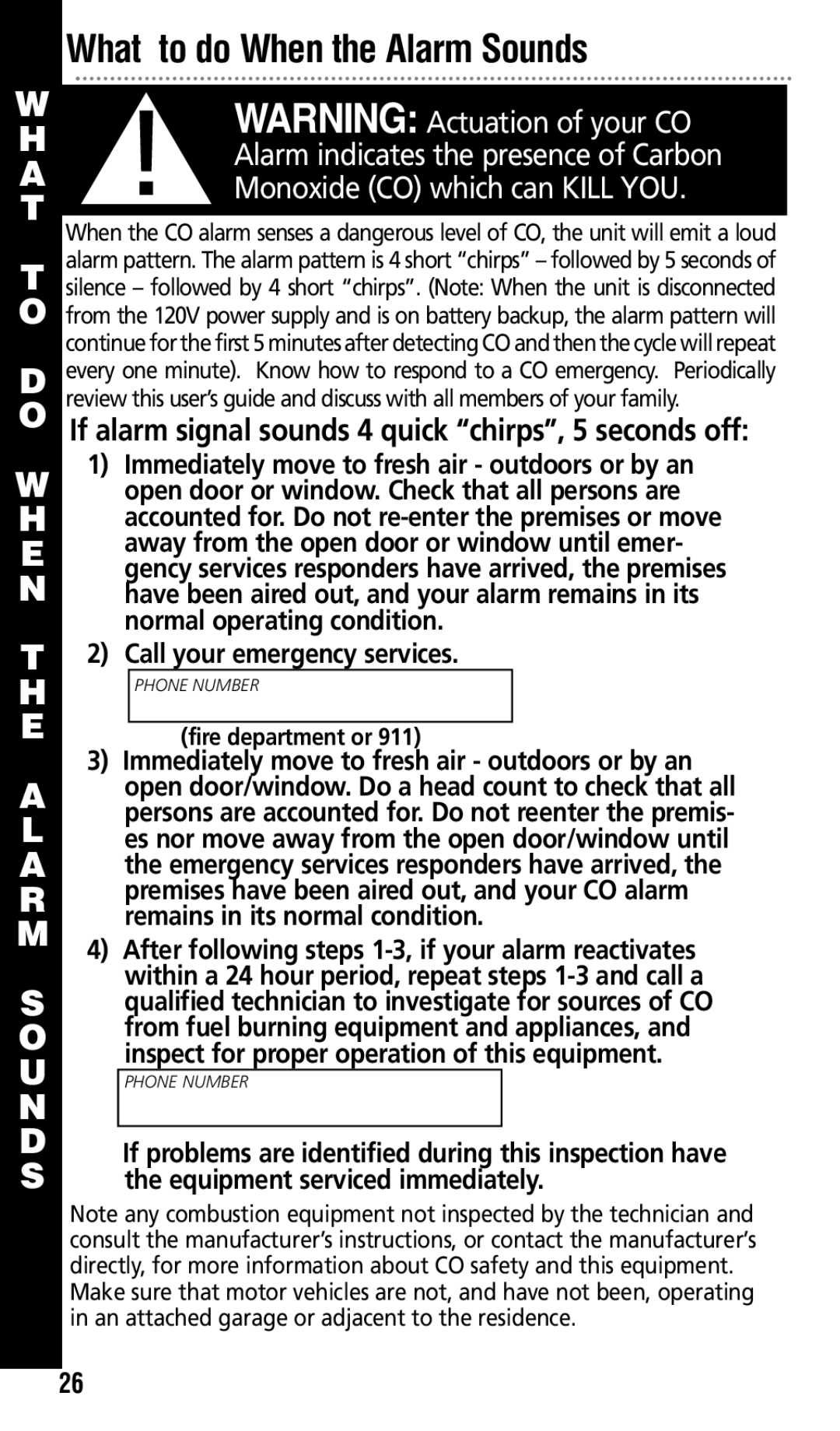 Kidde KN-COPP-3 Normal operating condition, Call your emergency services, Immediately move to fresh air outdoors or by an 