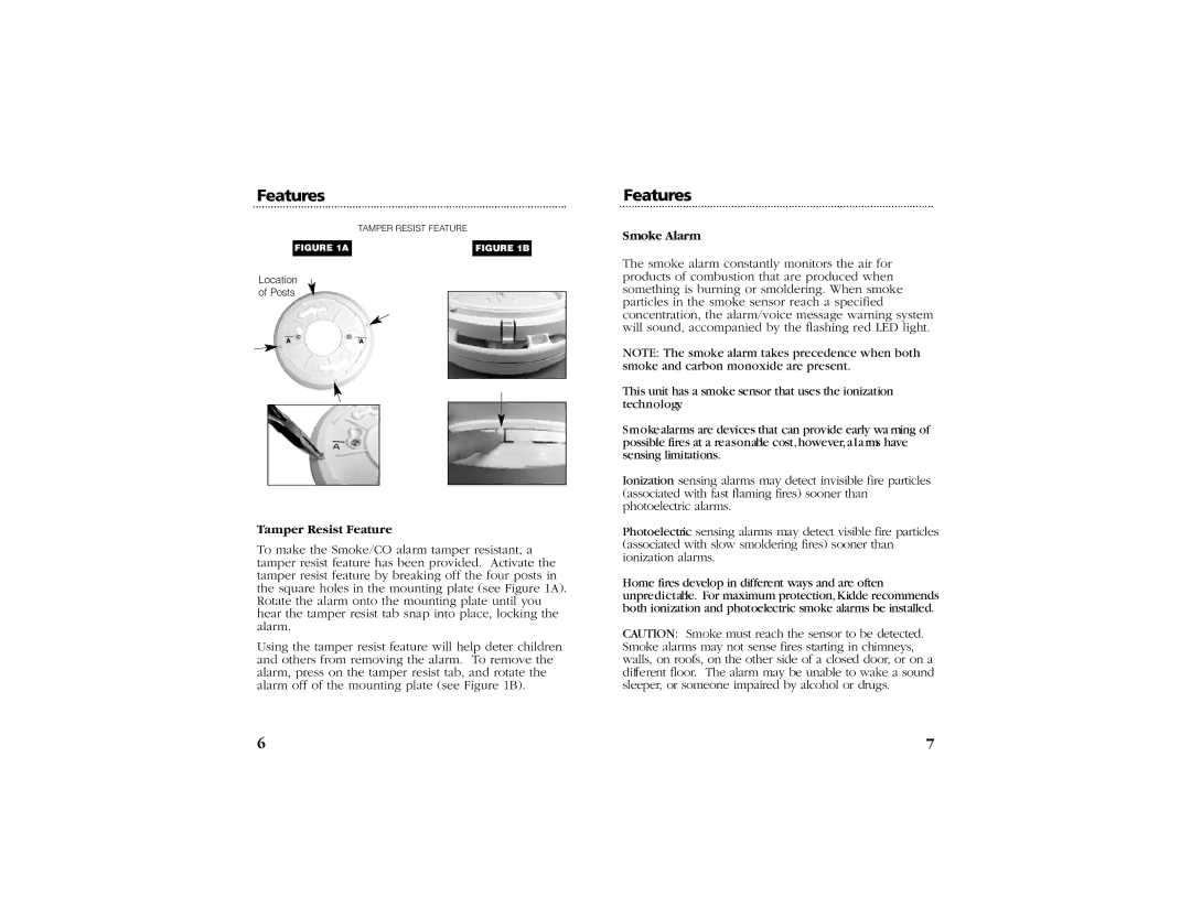 Kidde KN-COSM-BCA manual Tamper Resist Feature, Smoke Alarm 