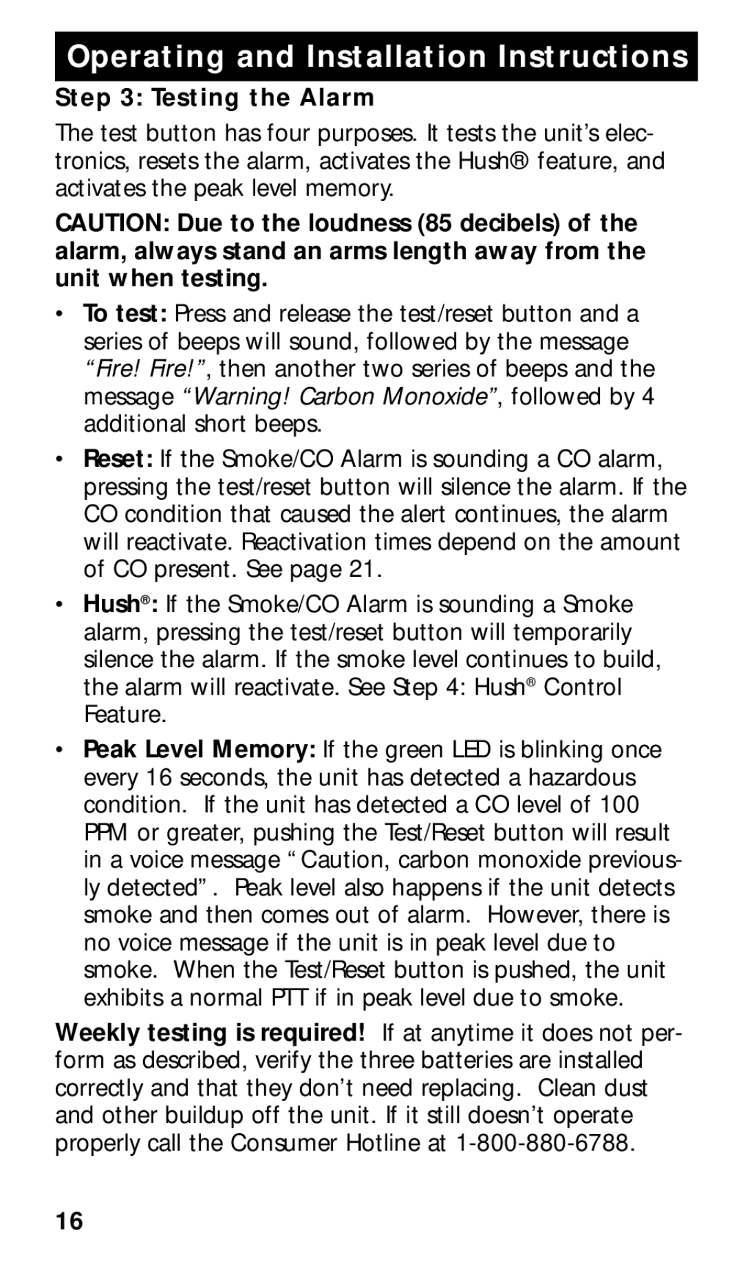 Kidde KN-COSMXTR-B manual Testing the Alarm 