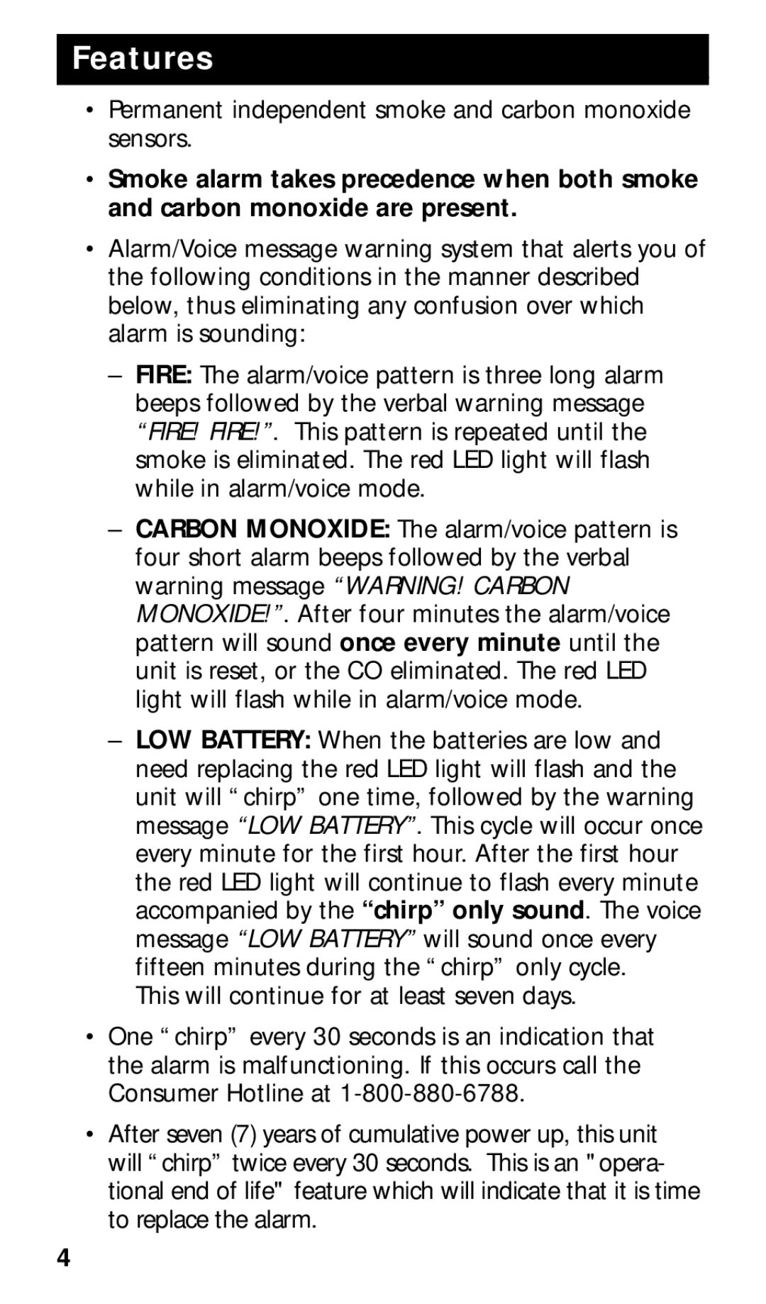 Kidde KN-COSMXTR-B manual Features 