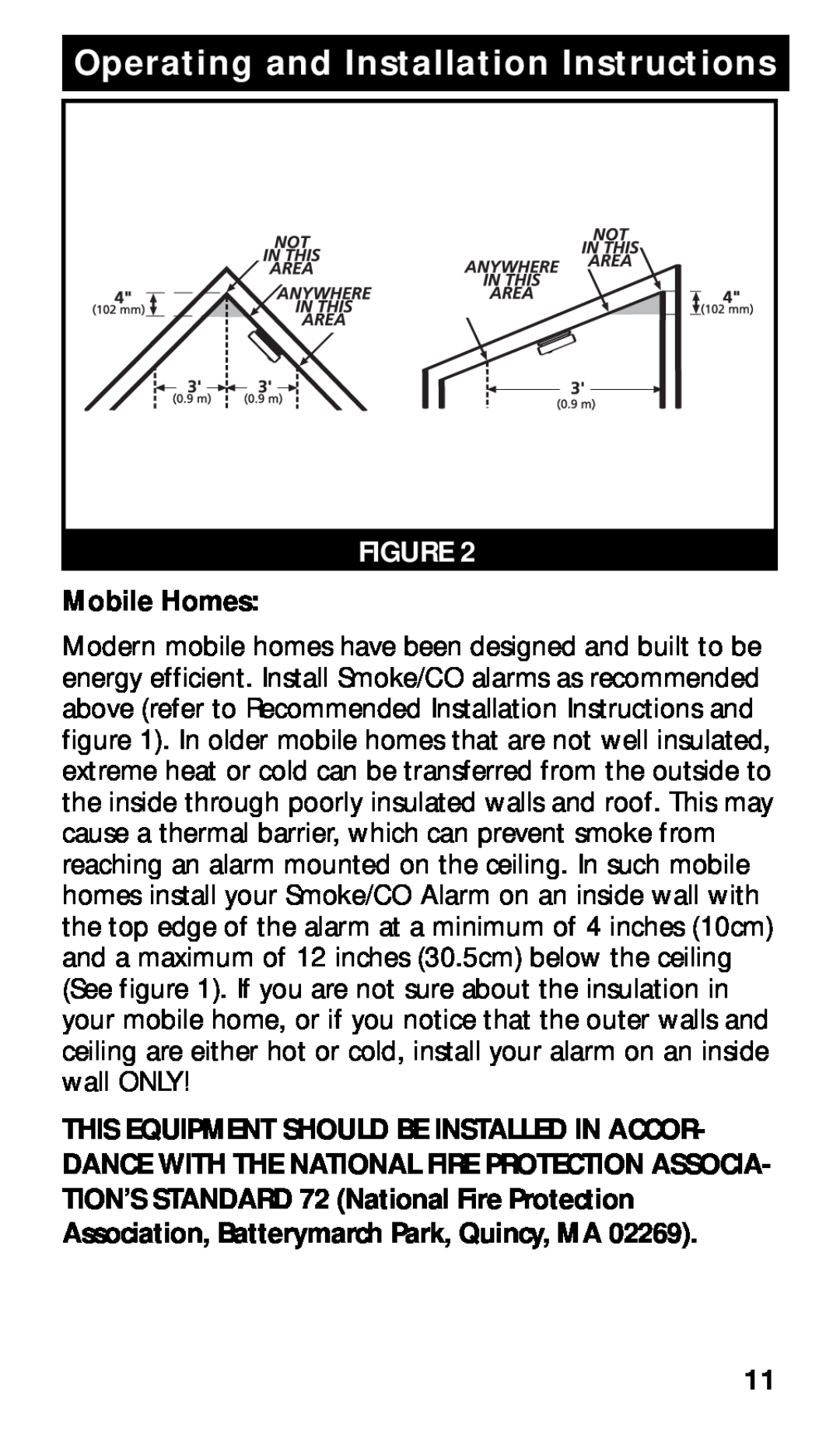Kidde KN-COSMXTR-B manual Mobile Homes, Operating and Installation Instructions 
