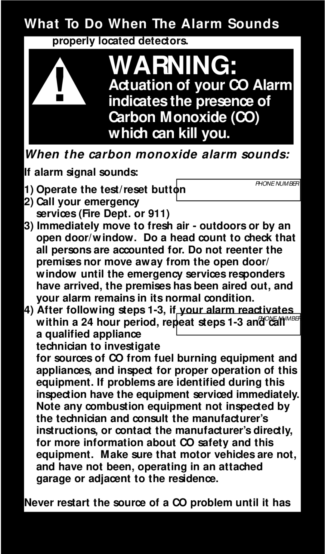 Kidde KN-COSMXTR-B manual Actuation of your CO Alarm, When the carbon monoxide alarm sounds, properly located detectors 