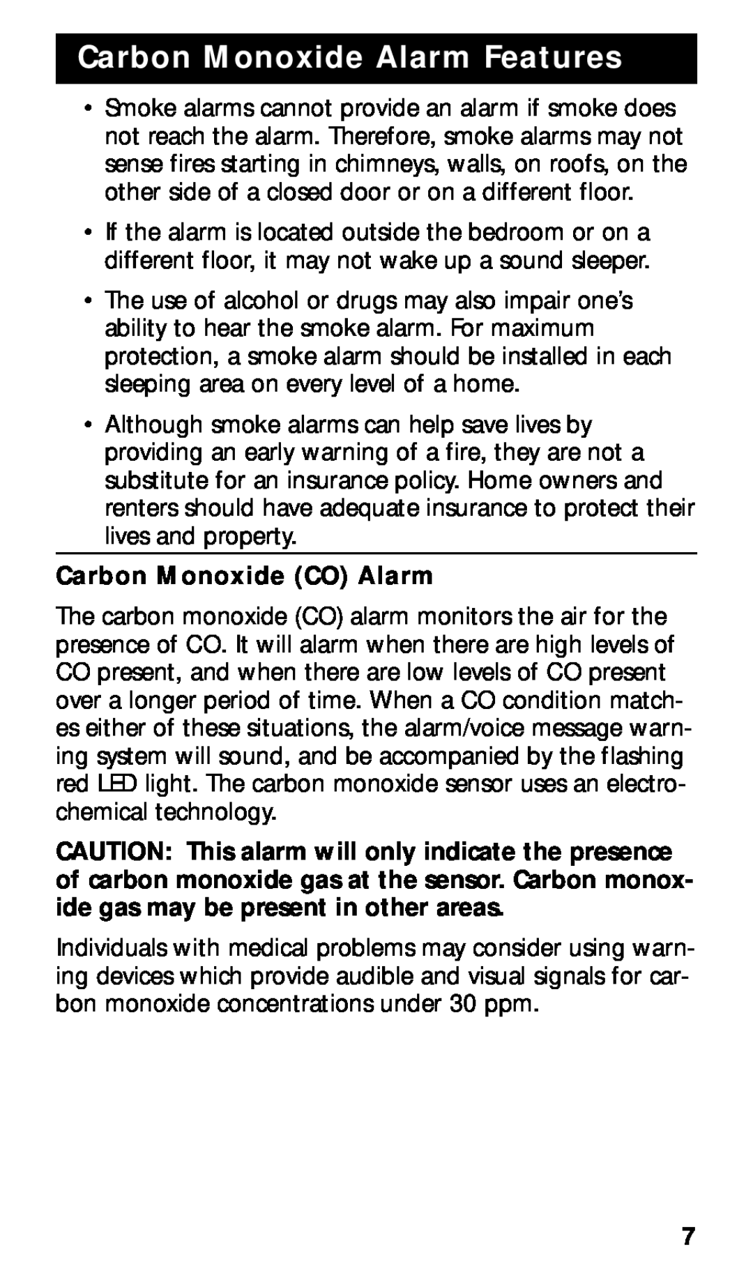 Kidde KN-COSMXTR-B manual Carbon Monoxide Alarm Features, Carbon Monoxide CO Alarm 