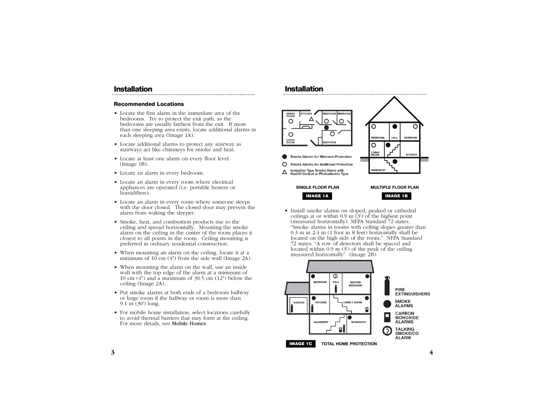 Kidde PE120CA, 1275CA, 1235CA manual Recommended Locations 