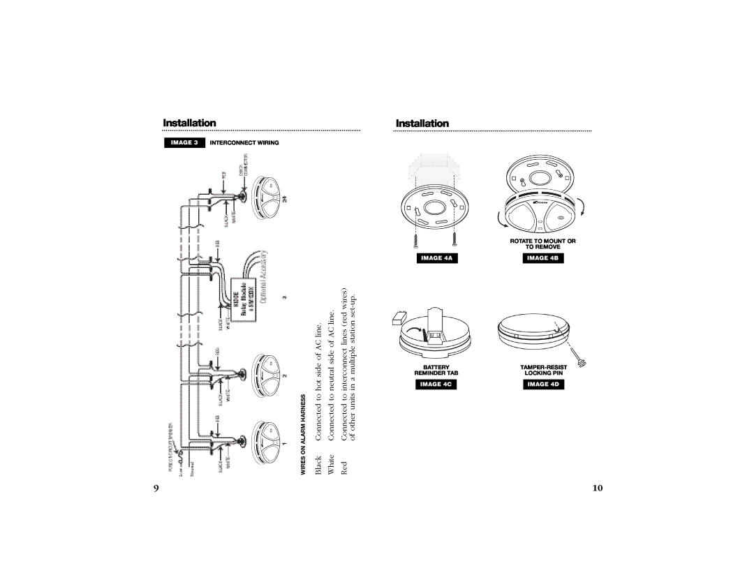 Kidde PE120CA manual I n s t a l l a t i o n, Image, Interconnect Wiring, Rotate To Mount Or To Remove, IMAGE 4A, IMAGE 4B 